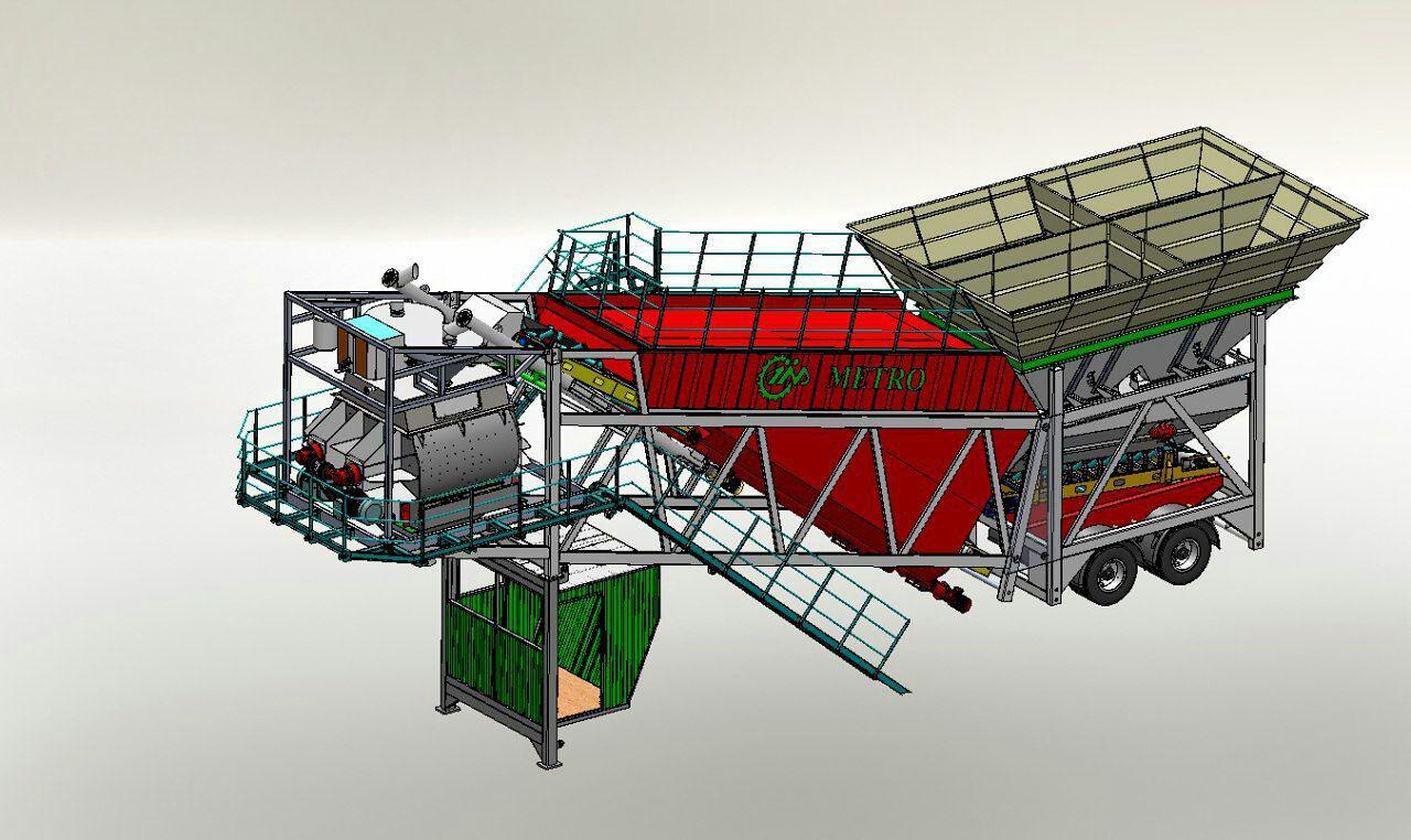 بچینگ موبایل MBB-T02 ظرفیت 120 مترمکعب بتن در ساعت با میکسر توین شفت و سیستم توزین دیجیتال